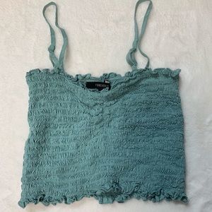 Blue/green cropped shirt